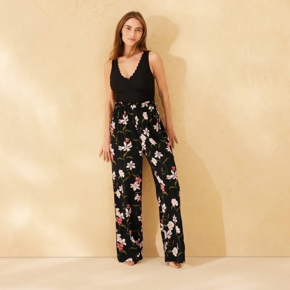 Floral Print Ruffle Waist Cover Up Pants - Shade & Shore Botanical Pattern 🆕